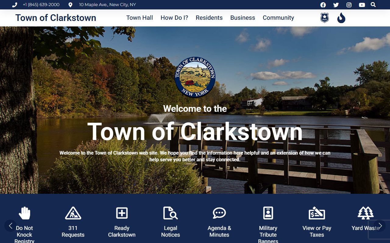 Clarkstown town government website with marriage license details