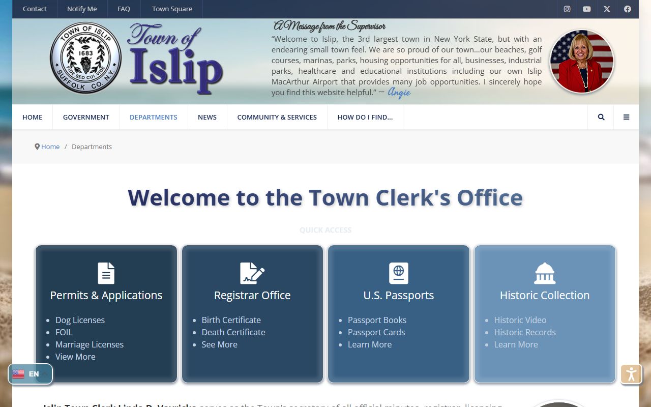 Islip marriage license information from Islip Town Clerk department page
