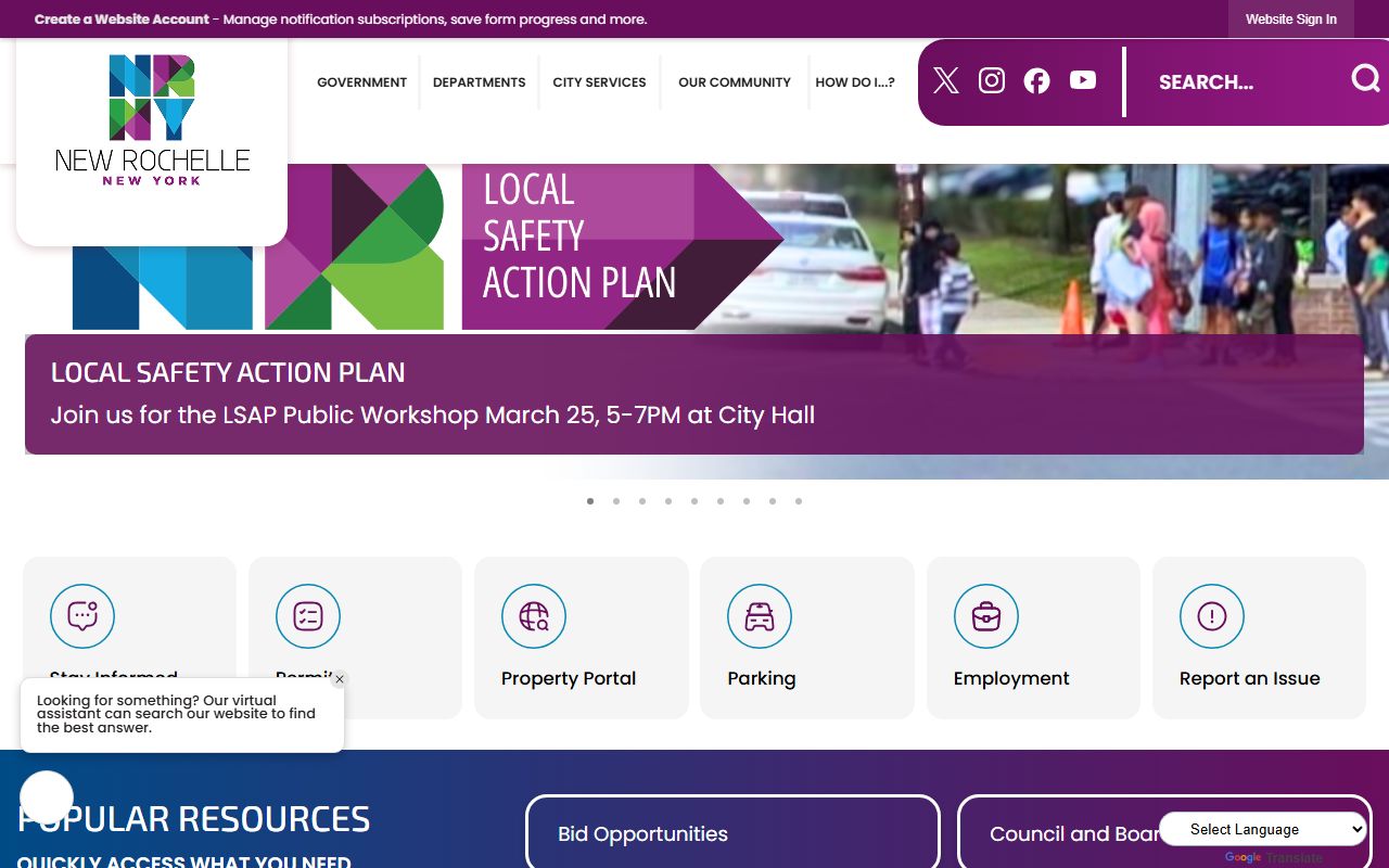 New Rochelle marriage license information from City Clerk website