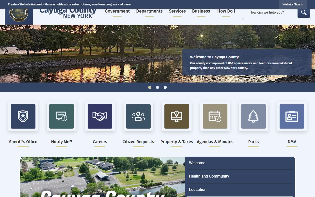 Cayuga County Clerk website for marriage license information