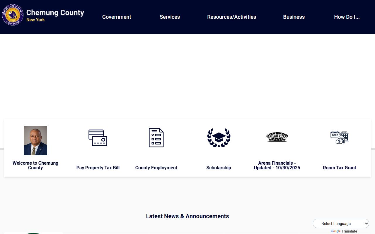 Chemung County Clerk website for marriage license records