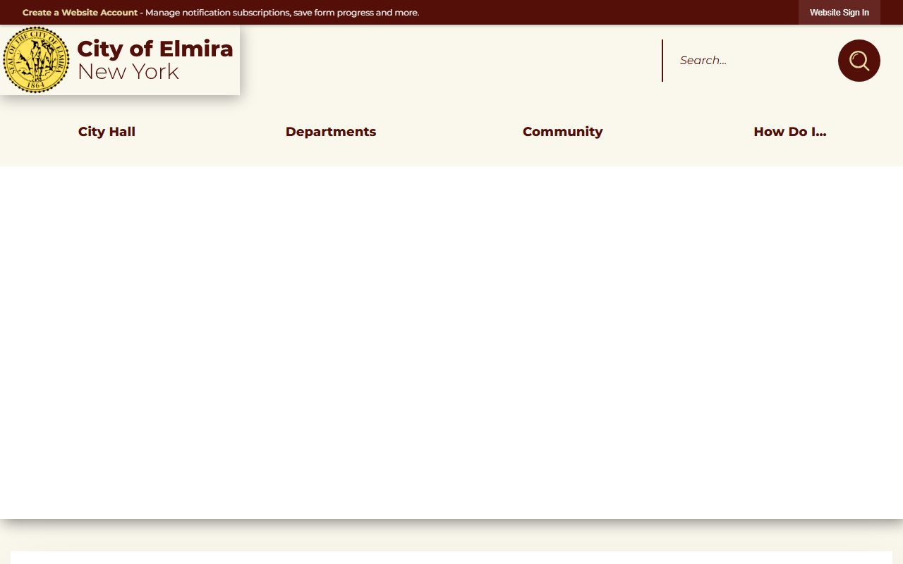 City of Elmira Clerk website for marriage license services