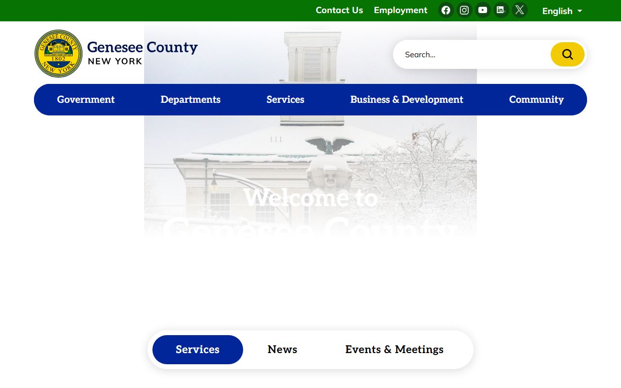 Genesee County Clerk website with marriage license services