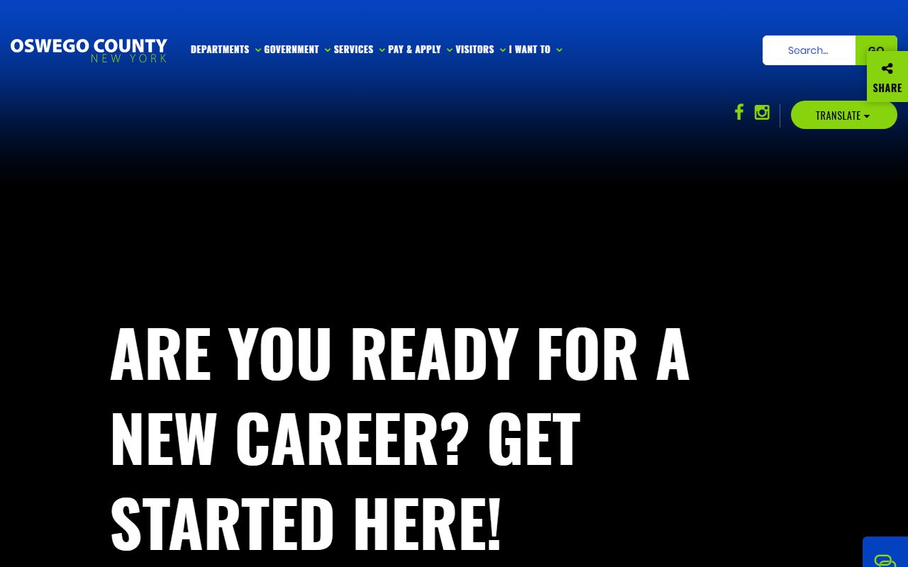 Oswego County government website with marriage license resources