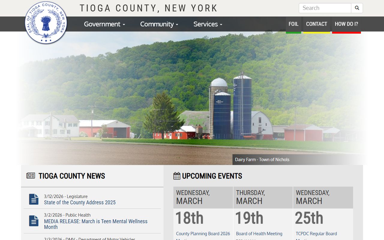 Tioga County Clerk website for marriage license records search in Owego NY