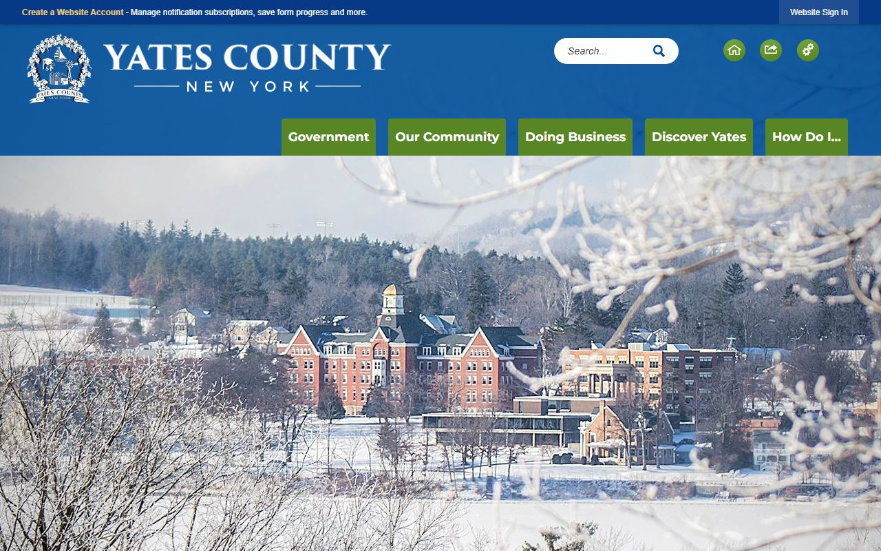 Yates County Government website for marriage license records